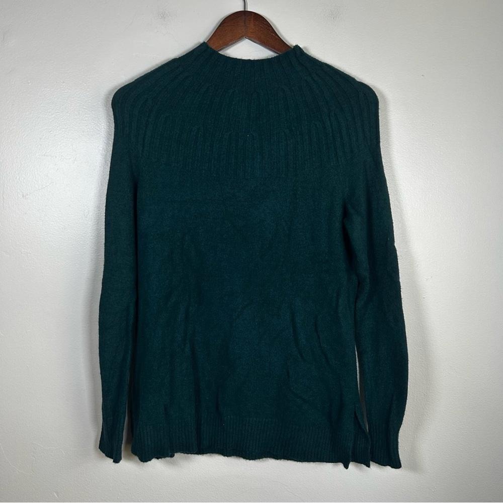 Anthropologie Mock Neck Ribbed Knit Sweater Deep Teal Green‎ XS